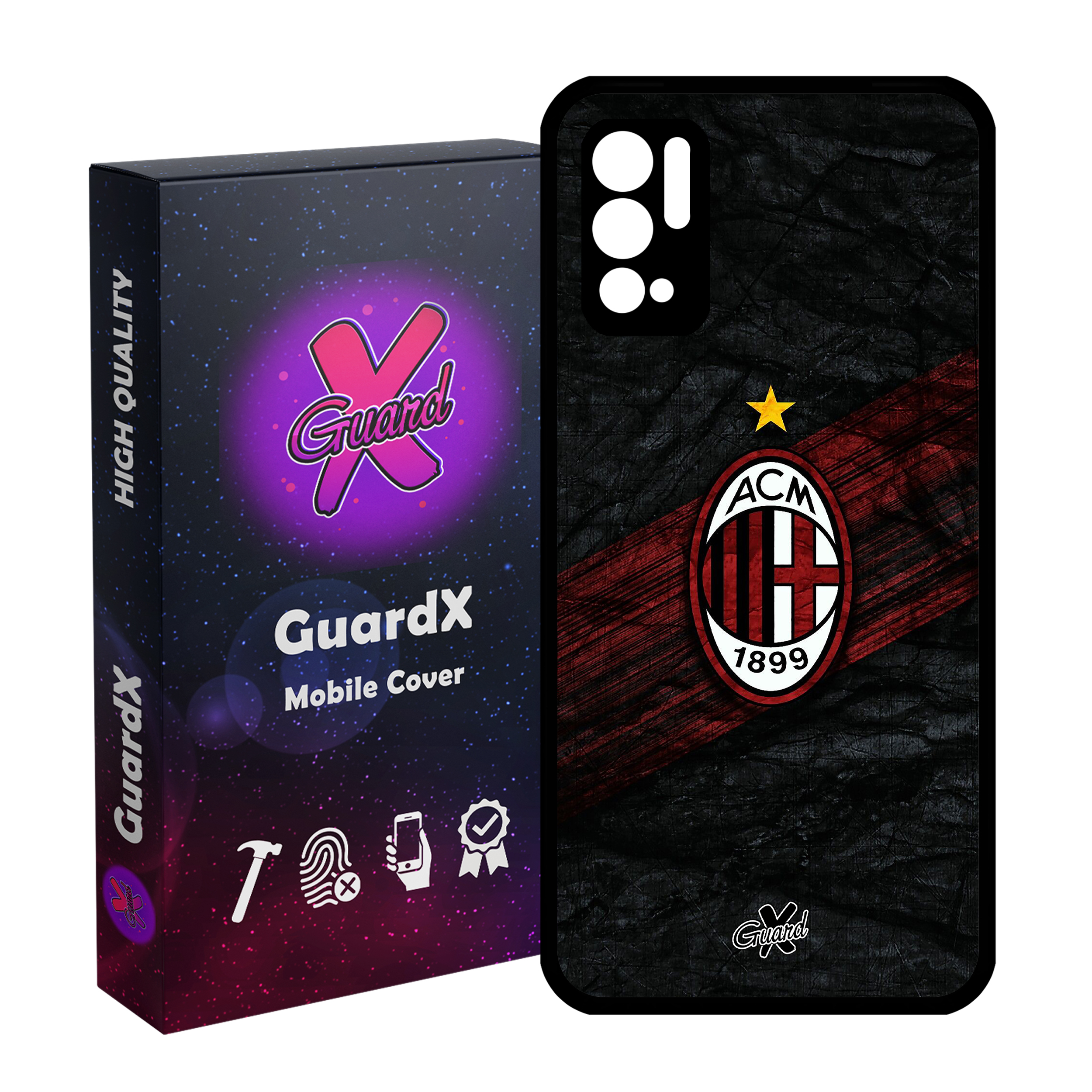 کاور گارد ایکس طرح AC Milan مدل Glass10057 مناسب برای گوشی موبایل شیائومی Redmi Note 10 5G / Poco M3 Pro