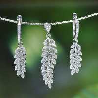 نیم ست نقره طرح خوشه گندم ظریف عیار 925 کد 1782