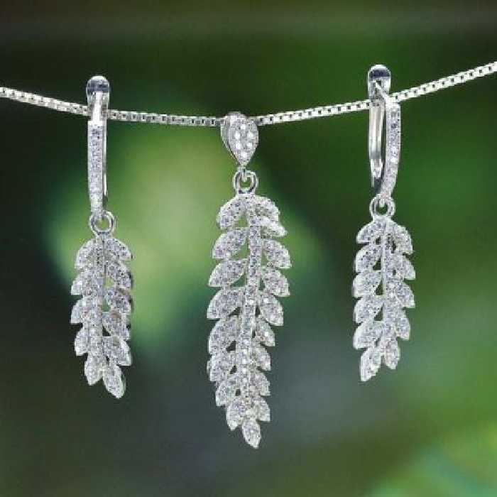 نیم ست نقره طرح خوشه گندم ظریف عیار 925 کد 1782