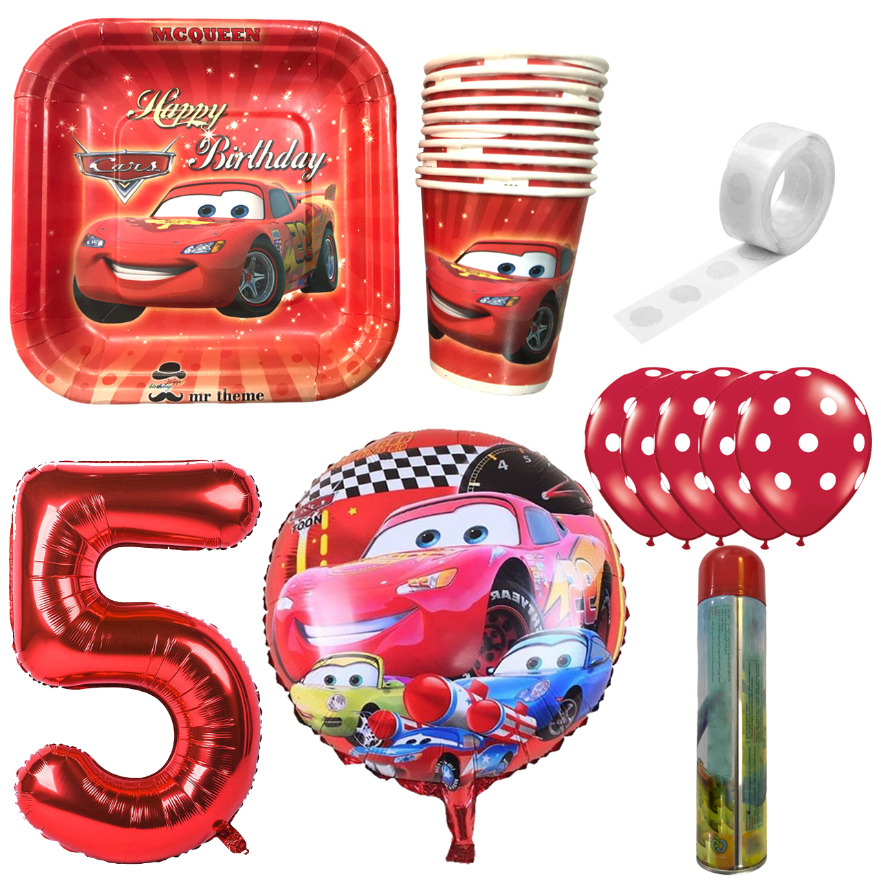 مجموعه 30 عددی تم تولد مسترتم طرح ماشین مک کوئین کد 5