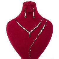 ست نقره طرح طلا سفید زنانه نگین سبز ma-n08