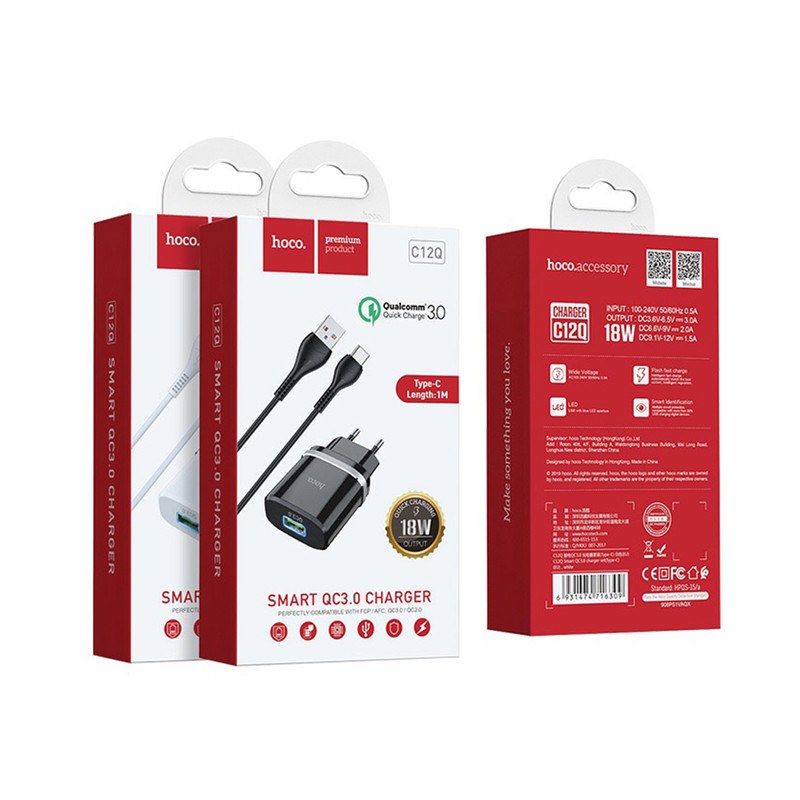 کله شارژ هوکو مدل C12Q به همراه کابل تبدیل USB-C