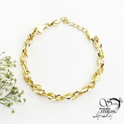 دستبند زنجیری طرح طلا مدل آیینه ای کد 19019