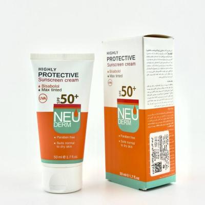 کرم ضد آفتاب رنگی تیره مناسب پوست خشک و معمولی نئودرم SPF50