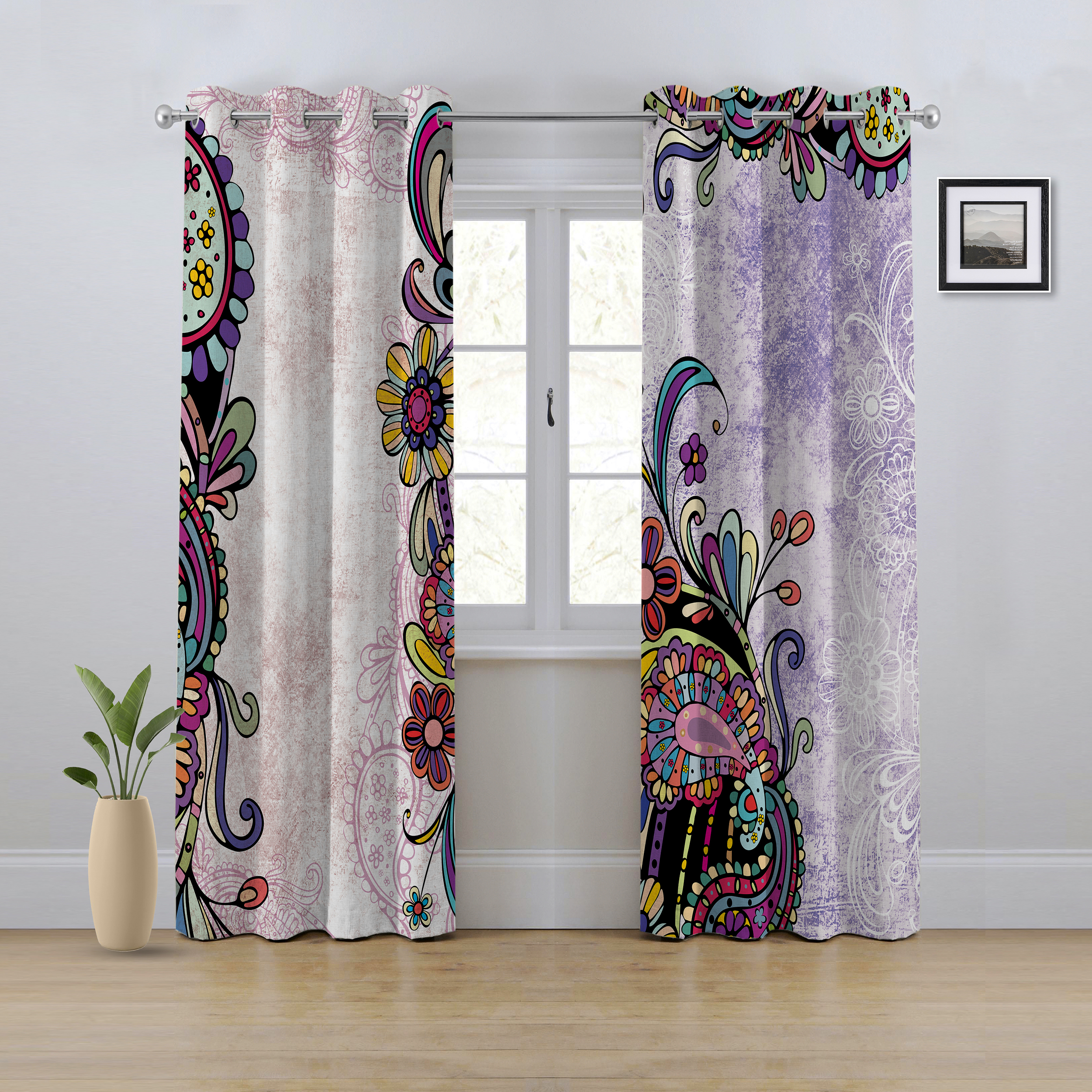 پرده مدل پانچی طرح داماسک سایز 280x145 سانتی متر