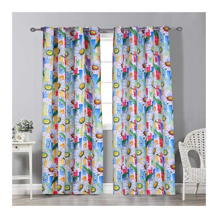 پرده طرح گل آفتابگردان کد 01 سایز 280×150سانتی متر