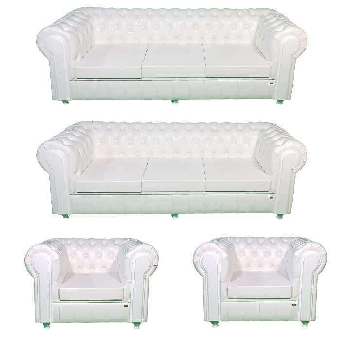 مبل اداری پارسین مدل چستر دو قالپاقه سفید ست هشت نفره