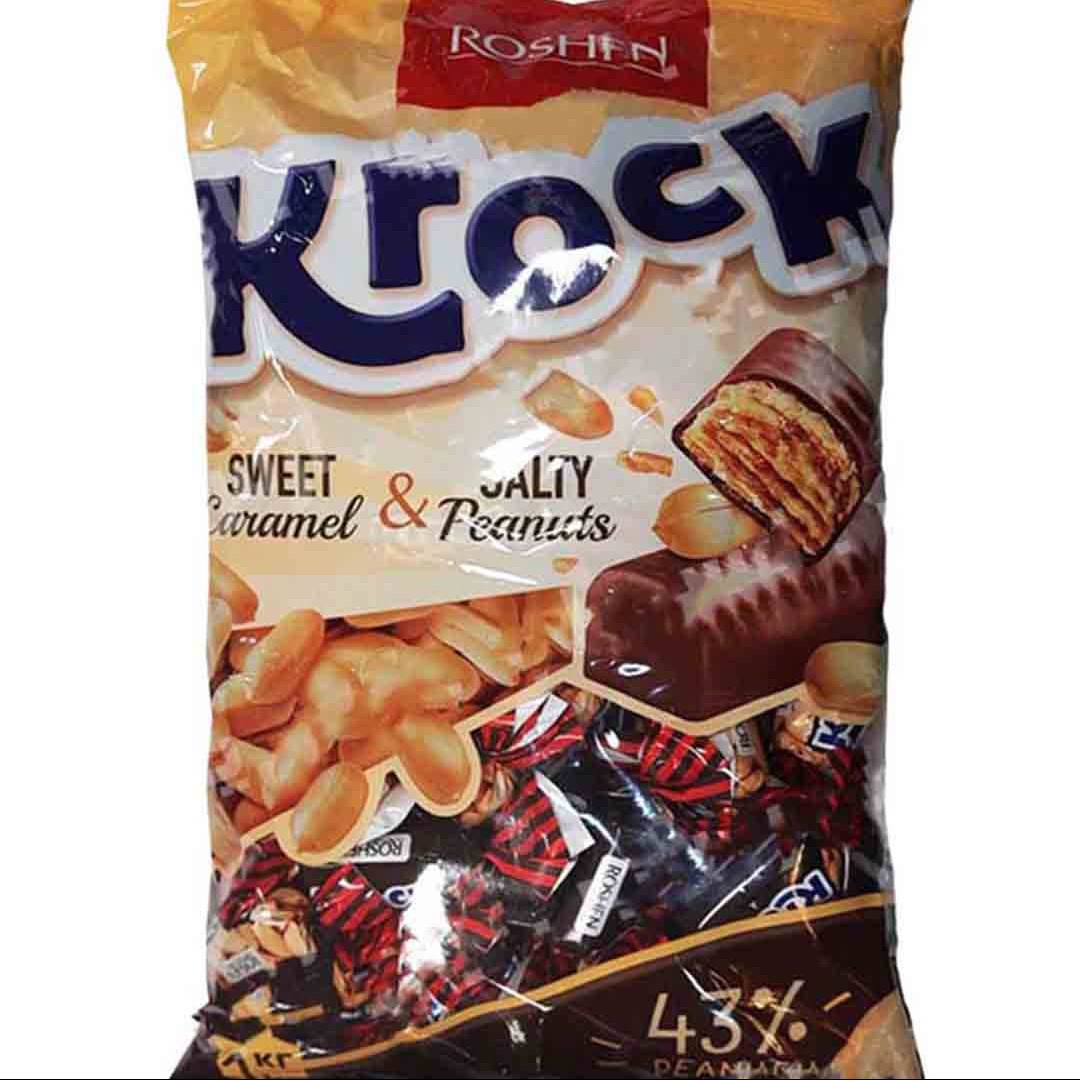 شکلات کراکر روشن با خمیر بادام زمینی بسته 1 کیلویی Roshen Krock