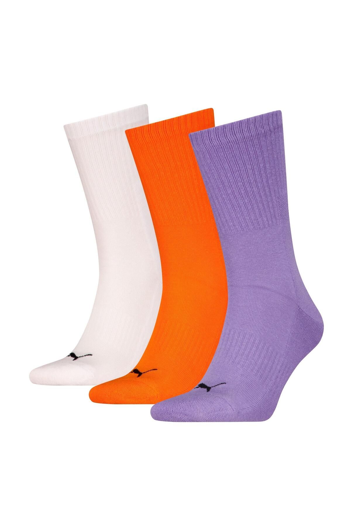 جوراب ورزشی بنفش مردانه و زنانه بسته 3 خدمه اورجینال Puma