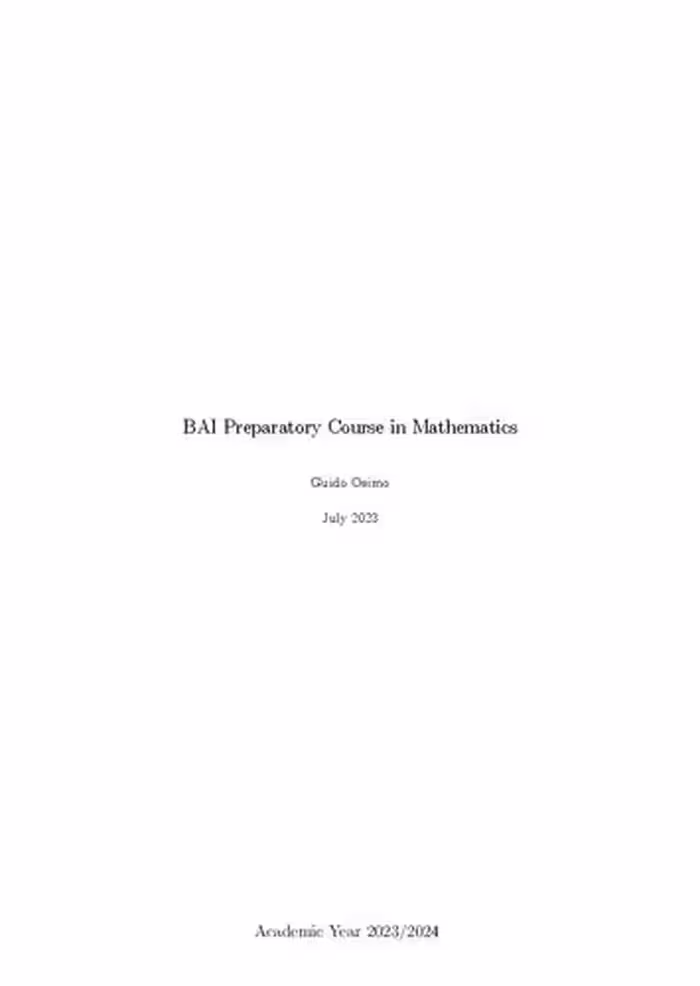 خرید و دانلود نسخه کامل کتاب BAI Preparatory Course in Mathematics