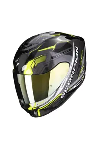 کلاه کاسکت موتورسیکلت سفید EXO 391 HUUT OFF MOTORCYLE ایمنی سیاه نقره زرد Scorpion