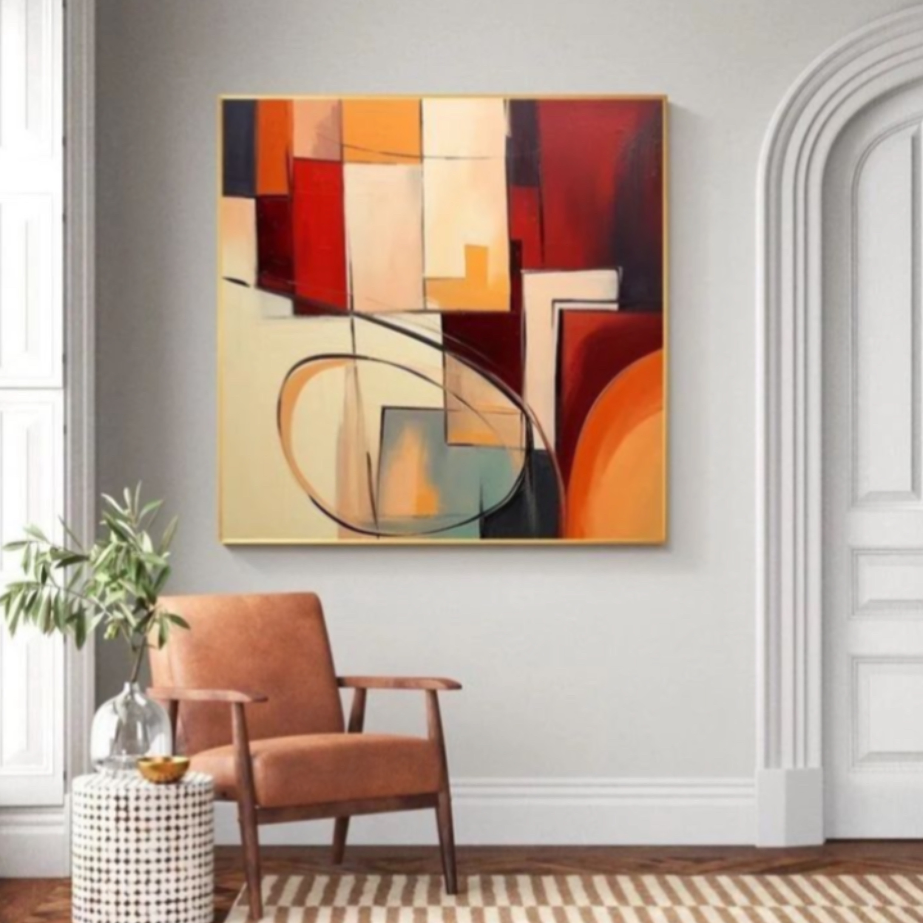 تابلودکوراتیوانتزاعی ابعاد کل کار 70در 70 