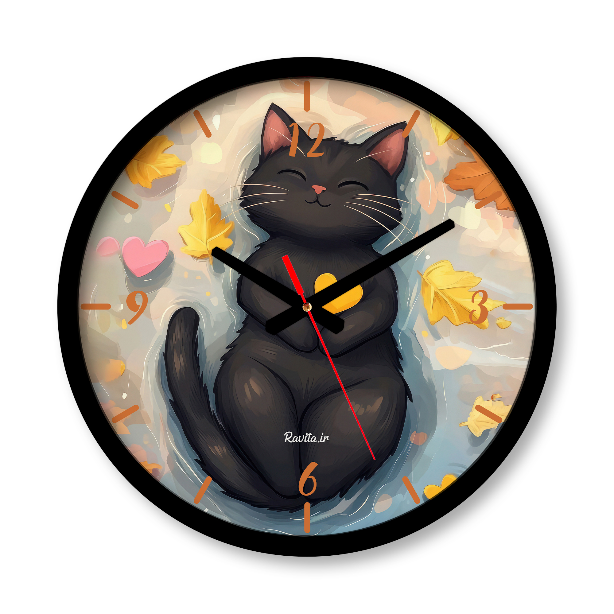 ساعت دیواری بزرگ راویتا طرح گربه کد 3645