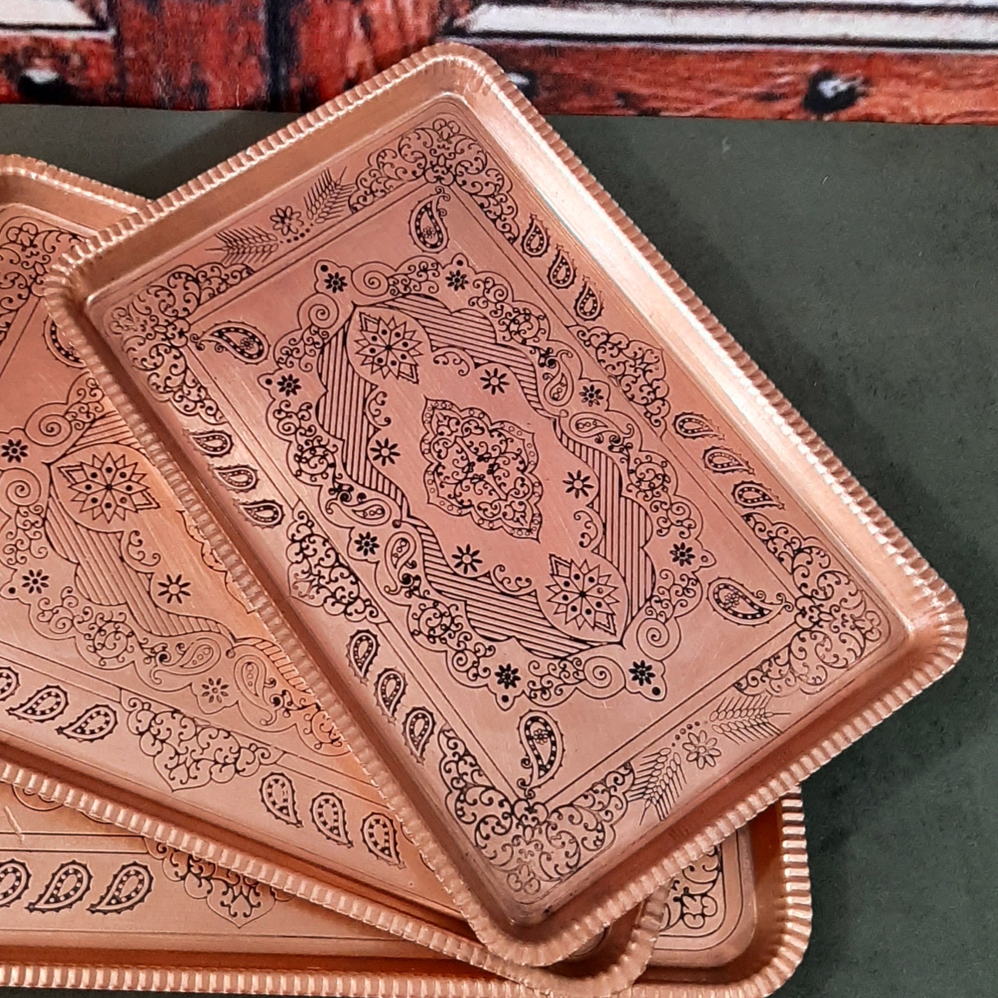 سینی مسی مستطیلی ابعاد 33 در 22