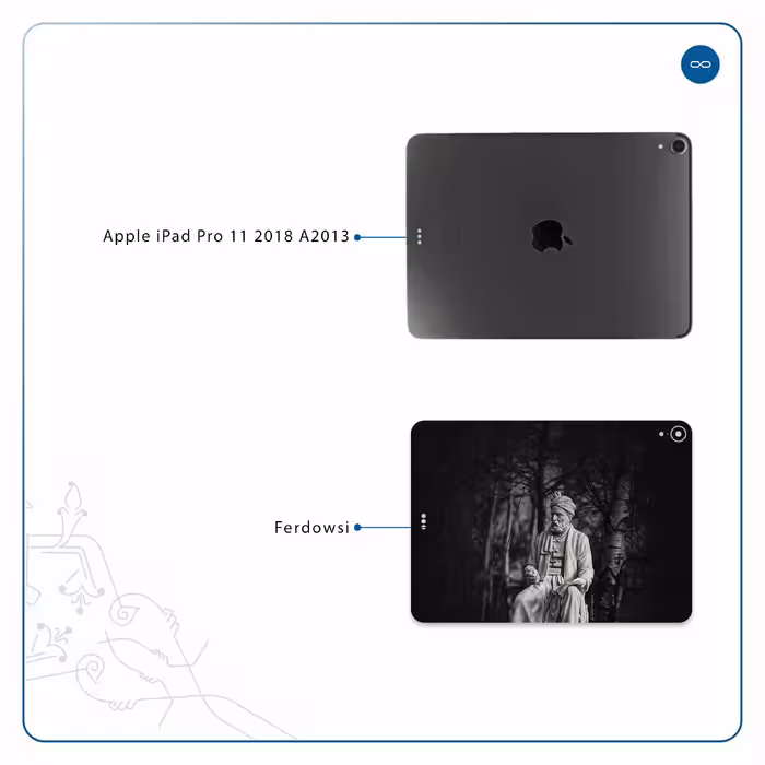 برچسب پوششی ماهوت مدل Ferdowsi-Logo مناسب برای تبلت اپل iPad Pro 11 2018 A2013