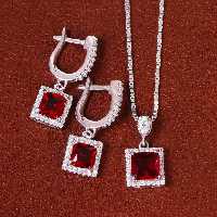 نیم ست سنتاتیک یاقوت سرخ زنانه کد 21295 - جواهری مشاهیر