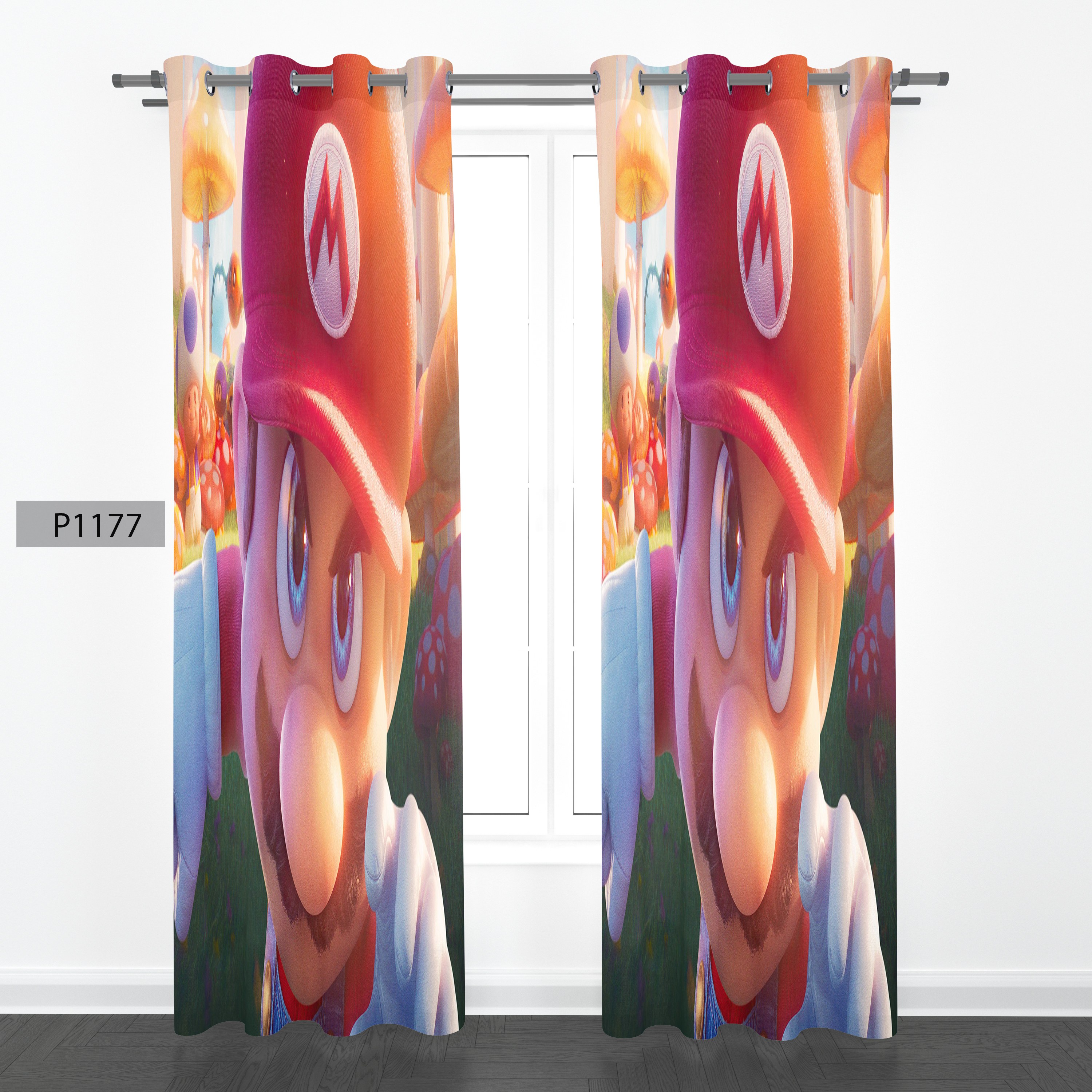 پرده هازان چاپی دو قواره دوخته شده پانچ شده هر قواره عرض 140ارتفاع190کد1177