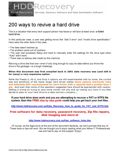 خرید و دانلود نسخه کامل کتاب 200 ways to revive a hard drive