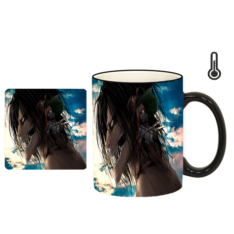   ماگ حرارتی طرح انیمه اتک آن تایتان کد h24 به همراه زیرلیوانی 