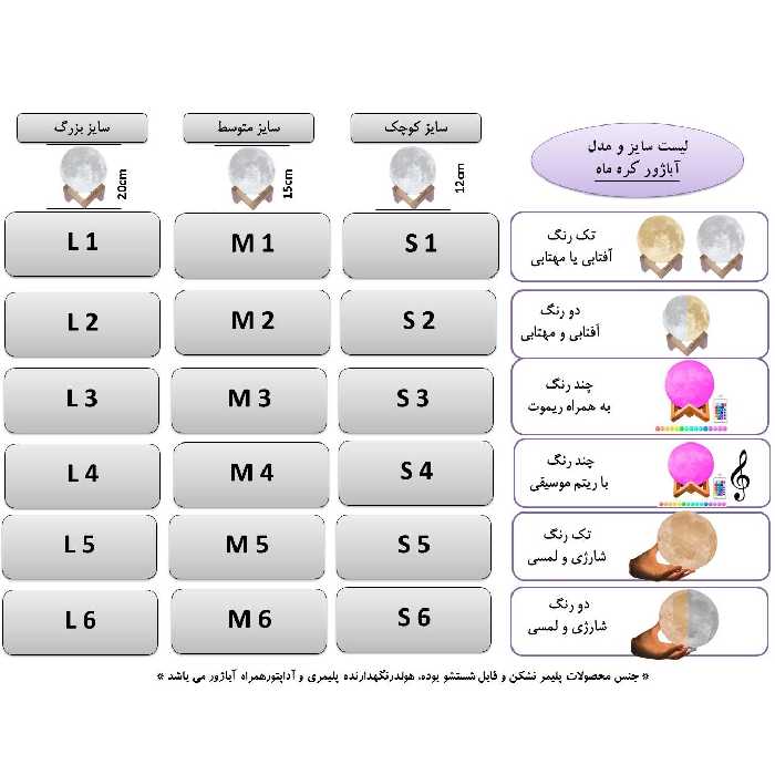 آباژور رومیزی مدل ماه کد L5