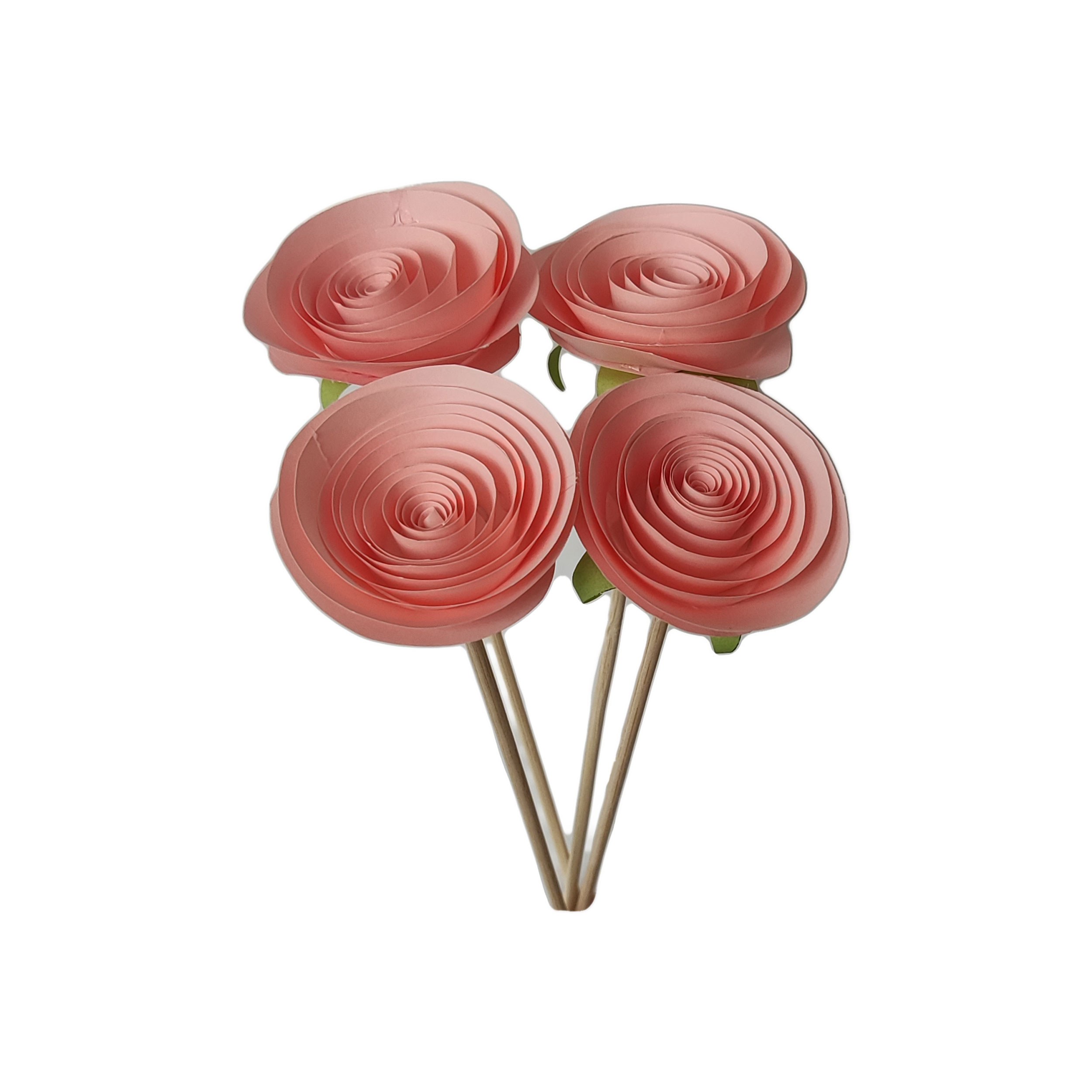 رز ژولیت 4 شاخه - گل مصنوعی دست ساز رنگ کالباسی کد MK88