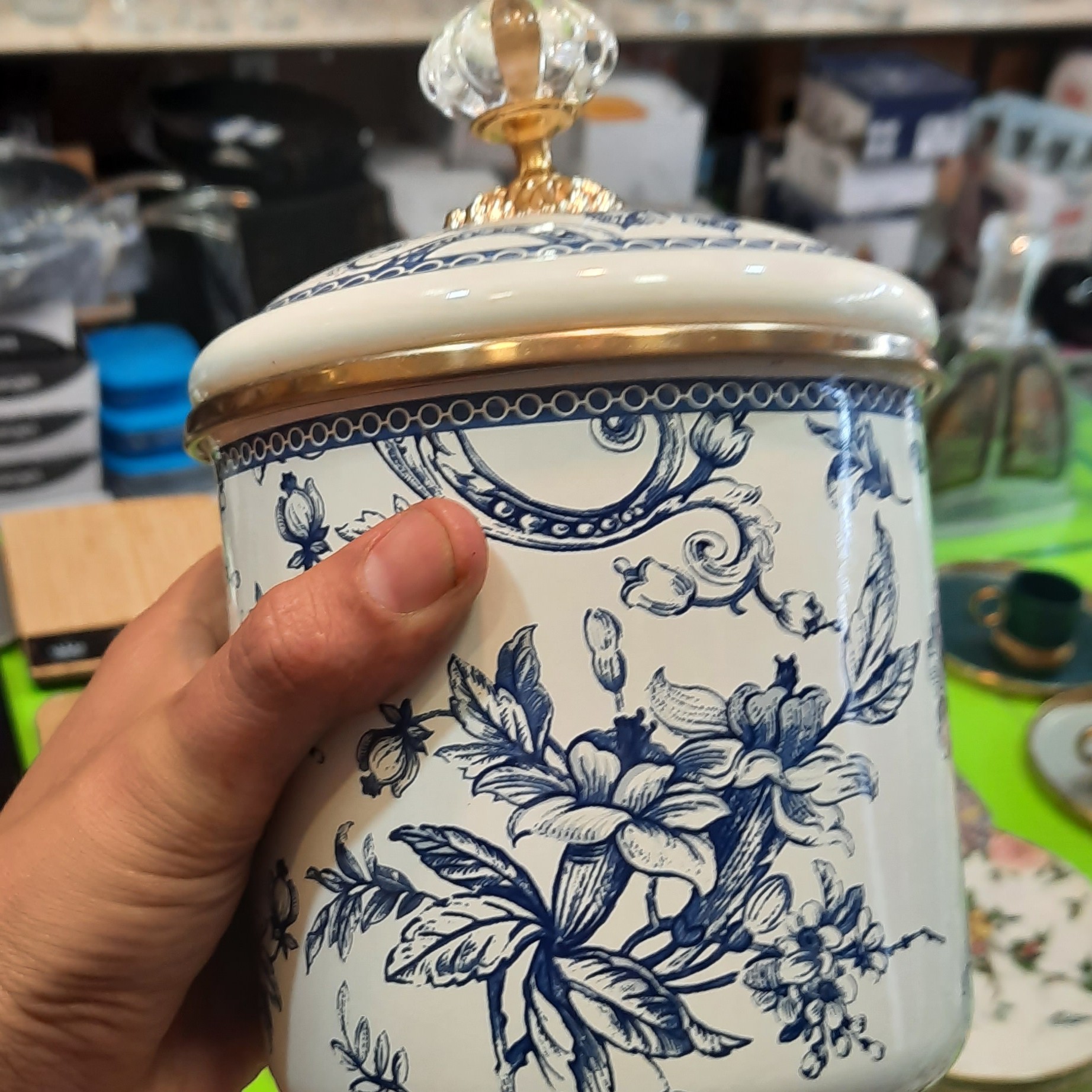 بانکه کوچک لعابی گل آبی میس بتی ترکیه