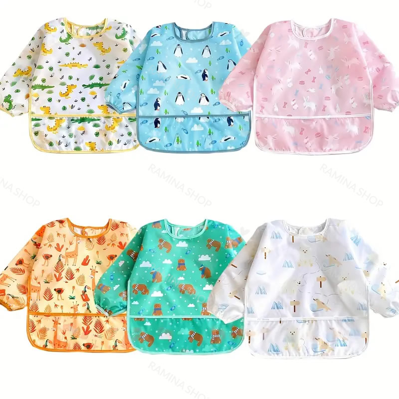 پیشبند لباسی آستین دار کودک طرح دار Dr Gym