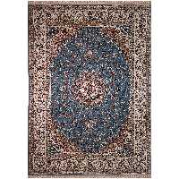 فرش ماشینی زمرد مشهد مدل نایین زمینه آبی