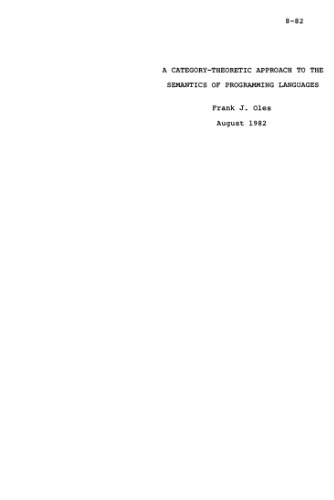 خرید و دانلود نسخه کامل کتاب A category-theoretic approach to the semantics of programming languages