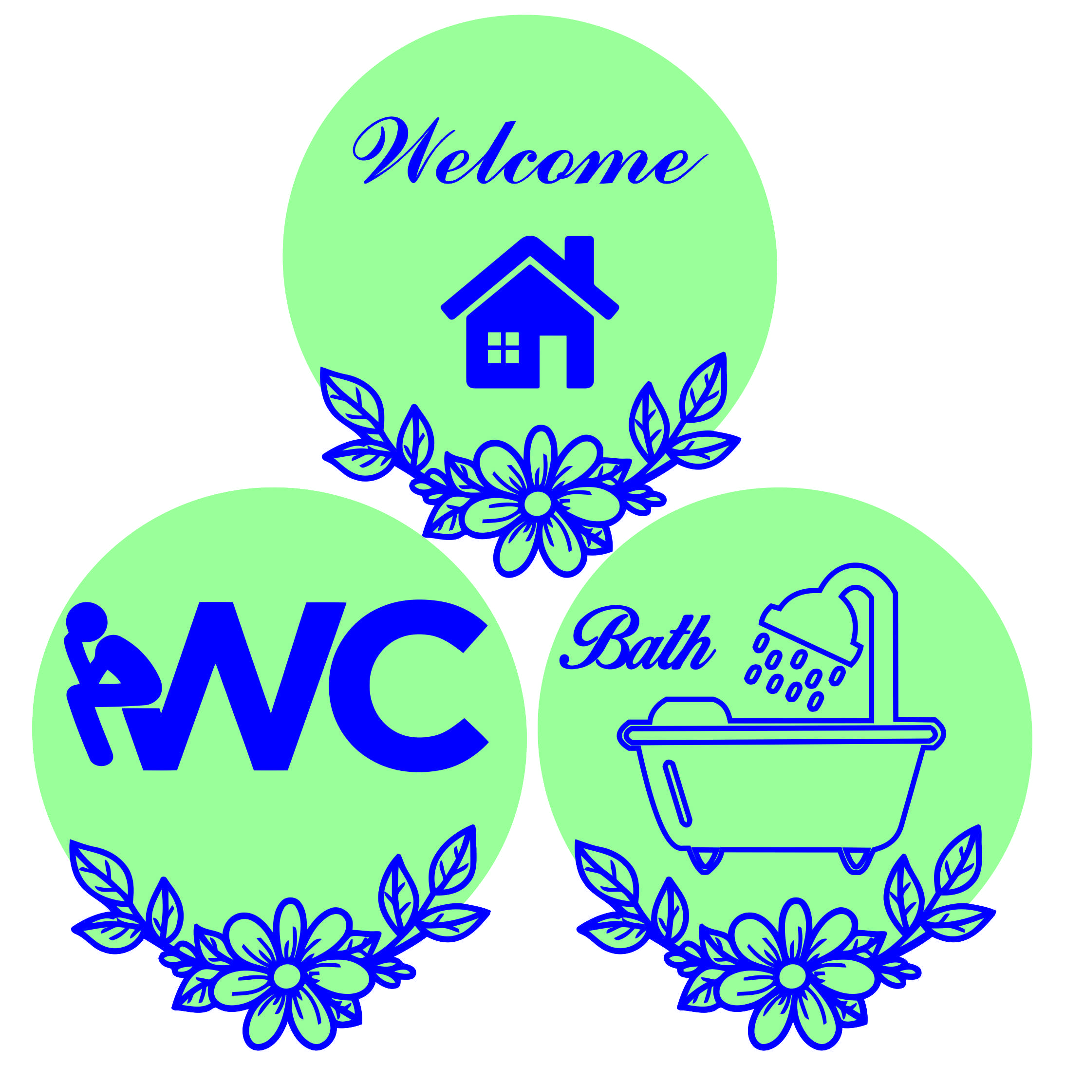 آویز تزیینی مدل دستشویی و حمام کد S.S مجموعه 3 عددی