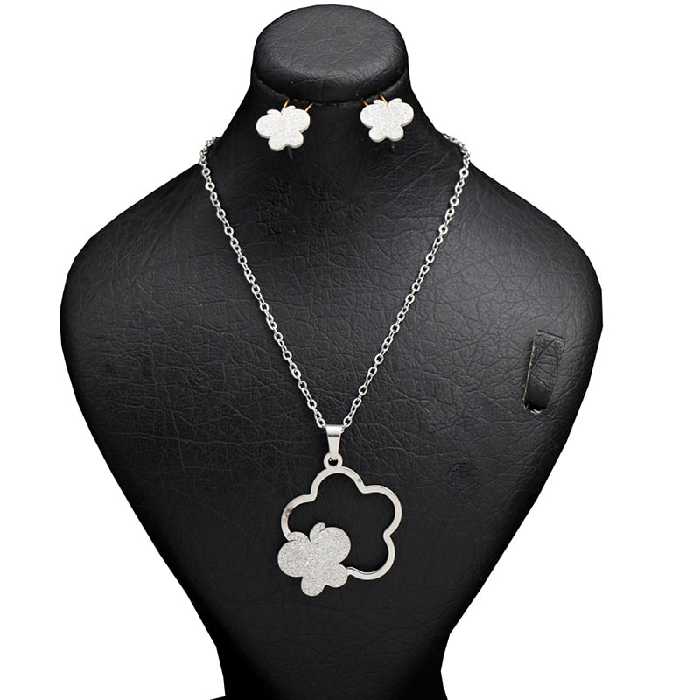 نیم ست گل و پروانه شنی نقره ای 71961