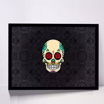 تابلو مدل skull abstract rose کد F-17001