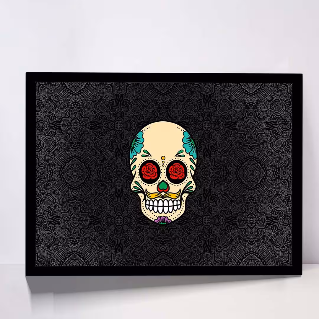 تابلو مدل skull abstract rose کد F-17001