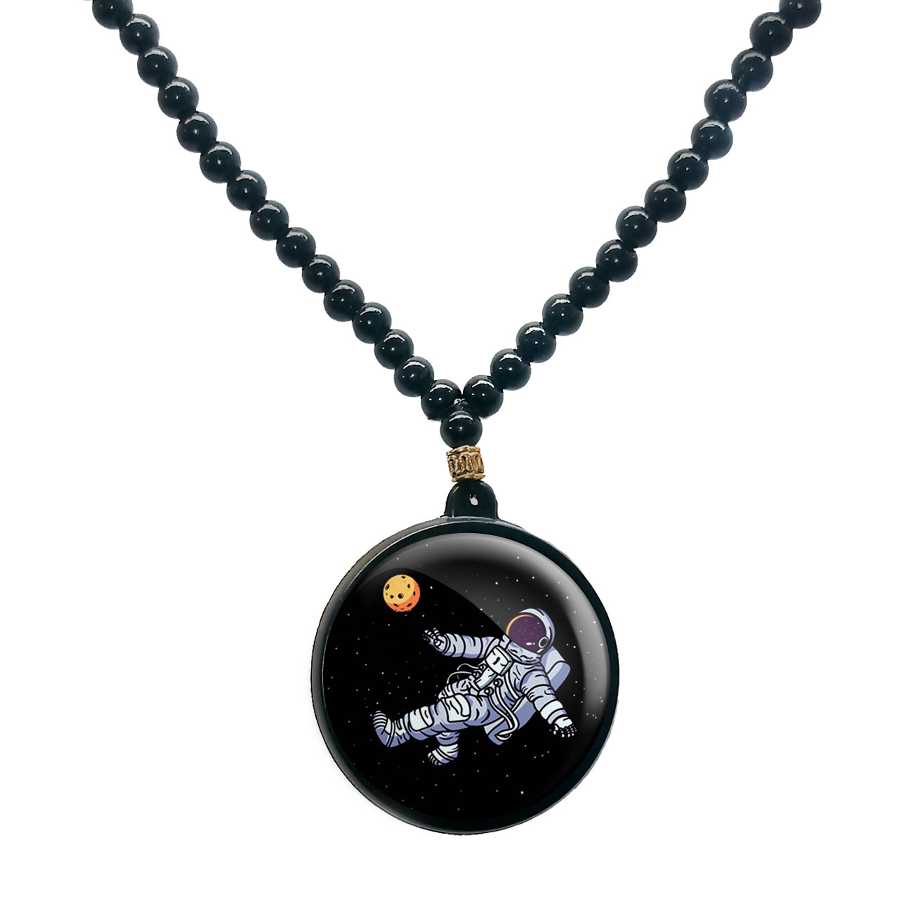 گردنبند پرمانه طرح فضانورد کد pmd.10331 مدل دو طرفه