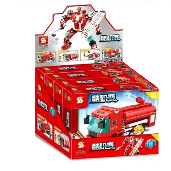 ساختنی اس وای مدل ماشینهای آتش نشانی تبدیل شونده به ربات کد 1582 مجموعه 4عددی