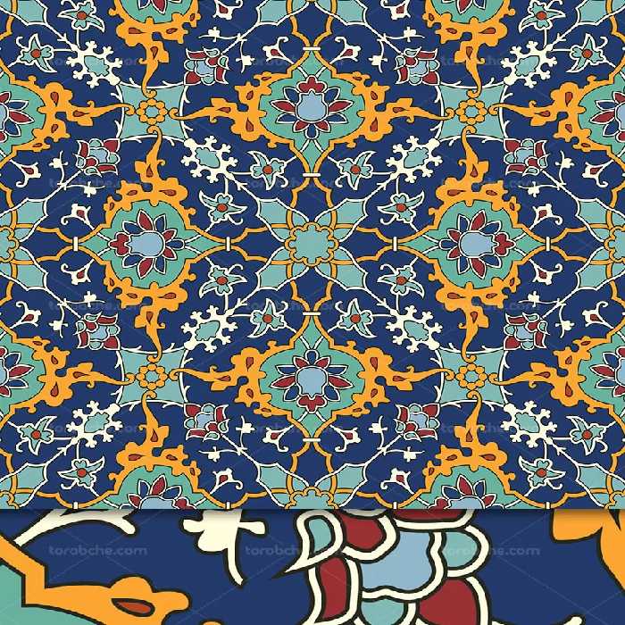 وکتور طرح کاشی کاری سنتی آبی | گرافیک با طعم تربچه