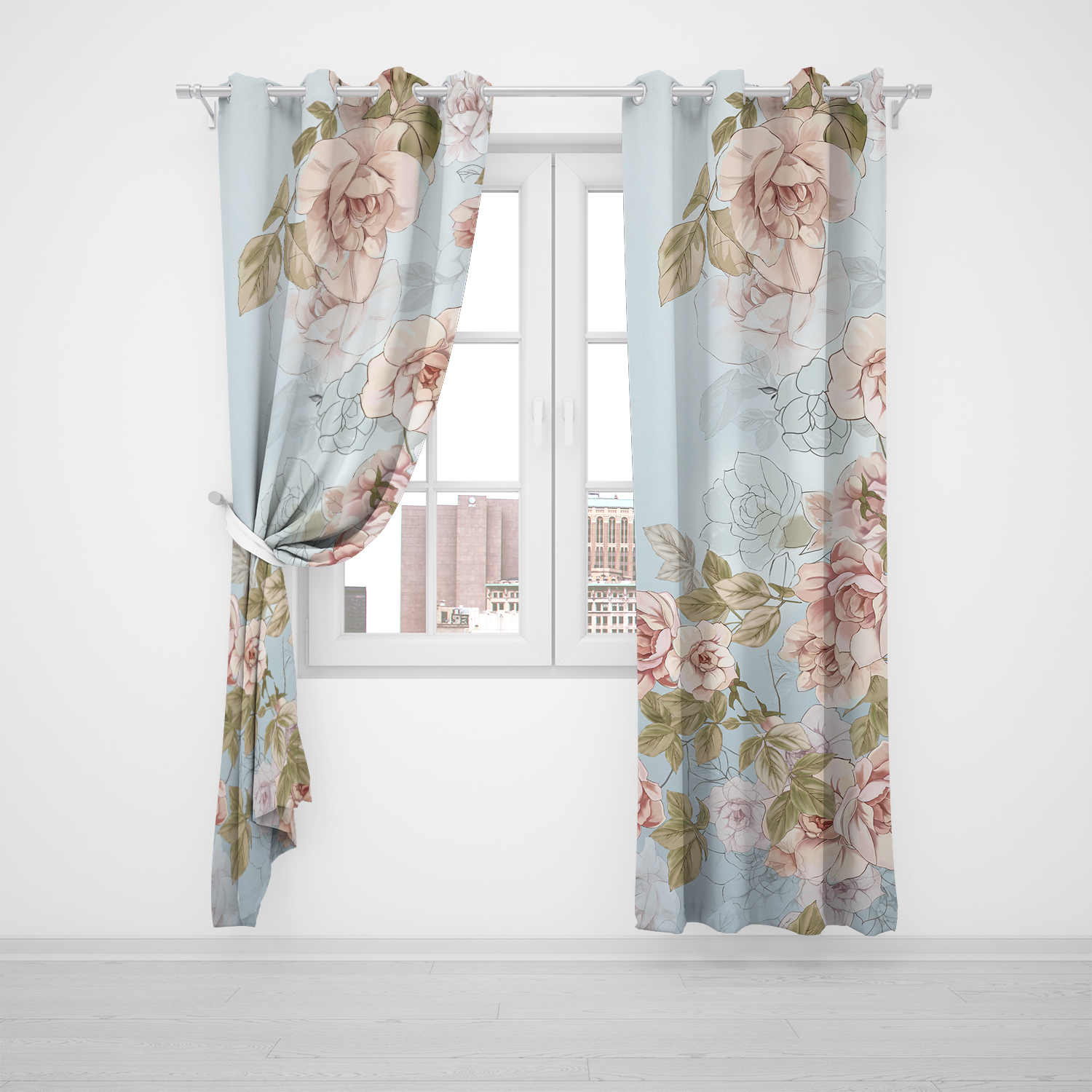 پرده مدل گل P2-132 سایز 140x280 سانتی متر