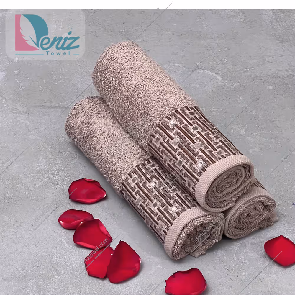 حوله دستی طرح مجیک بسته سه عددی رنگ نسکافه ای