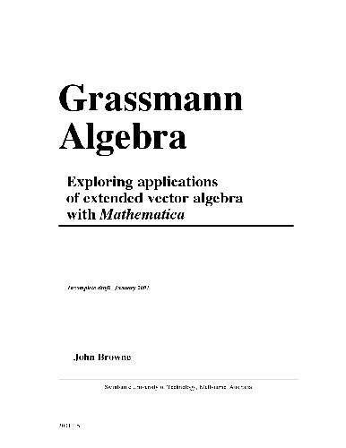 خرید و دانلود نسخه کامل کتاب Grassmann algebra. Exploring applications of extended vector algebra with Mathematica