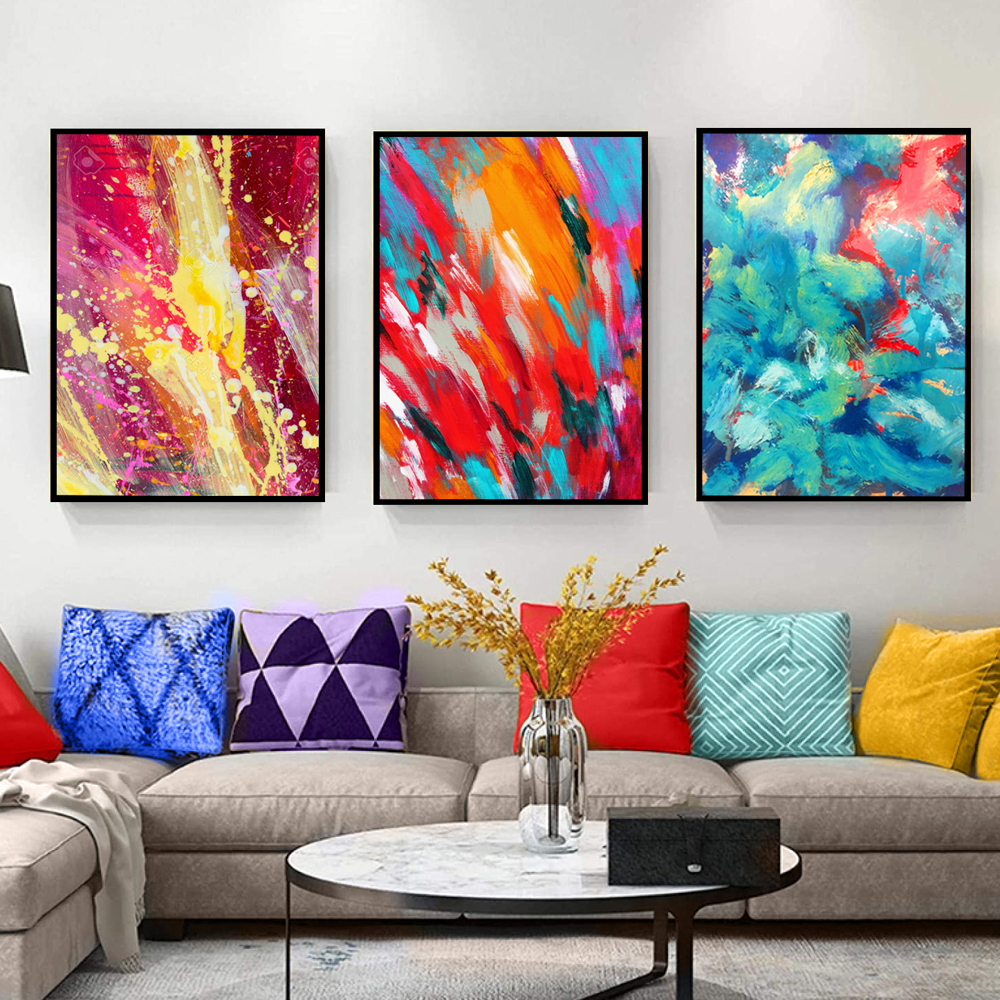 تابلو طرح آبستره مدل A-3 مجموعه 3 عددی