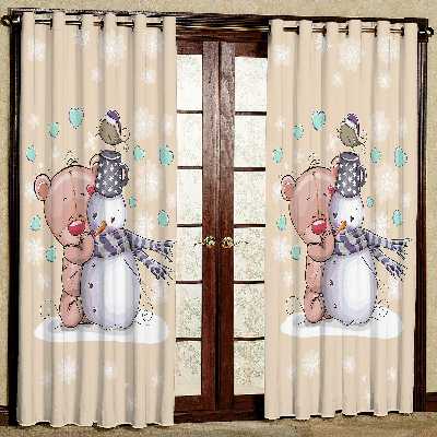 پرده مدل آدم برفی مخمل پانچی کد1832 سایز140x200سانتی متر