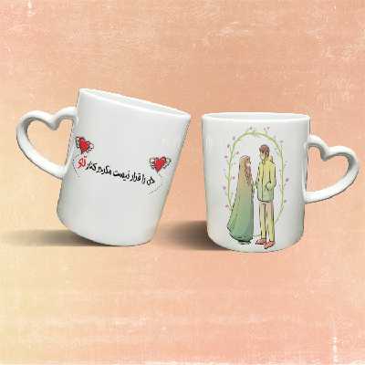 ماگ مدل دسته قلبی طرح عاشقانه کد 242