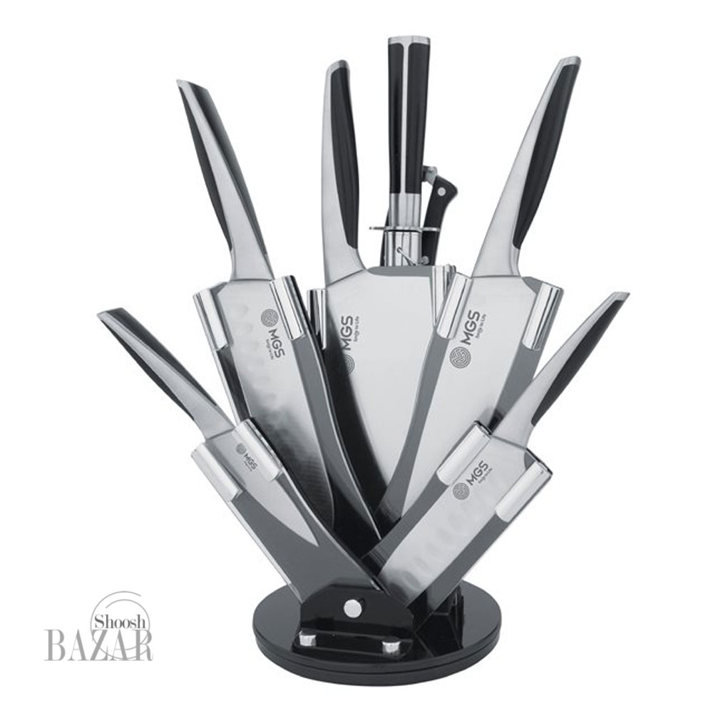 سرویس چاقو آشپزخانه 9 پارچه استیل ام جی اس مدل KS8012B