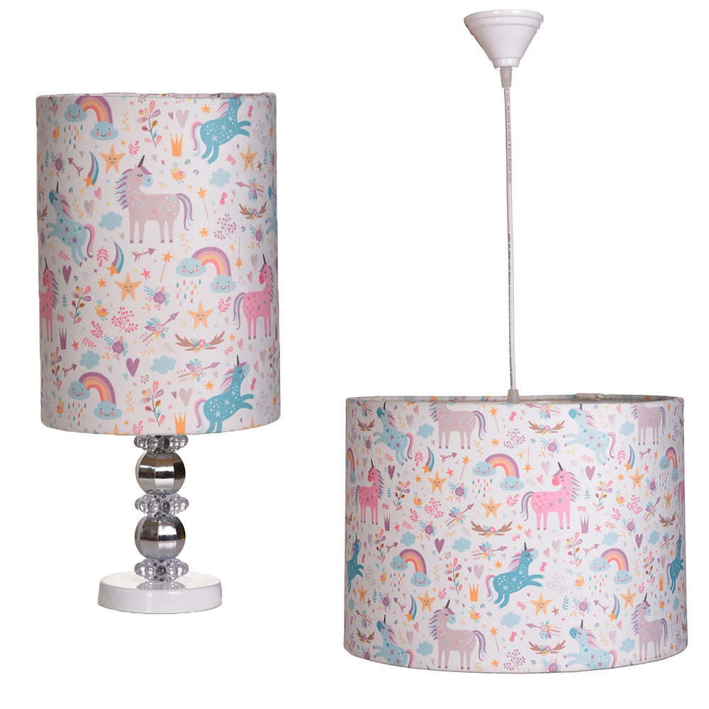 لوستر سقفی و آباژور خواب کودک مدل تک شاخ مجموعه 2 عددی