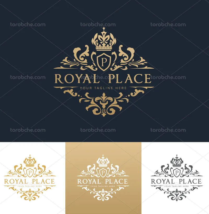 وکتور لوگوی حرف P لاتین طلایی | گرافیک با طعم تربچه