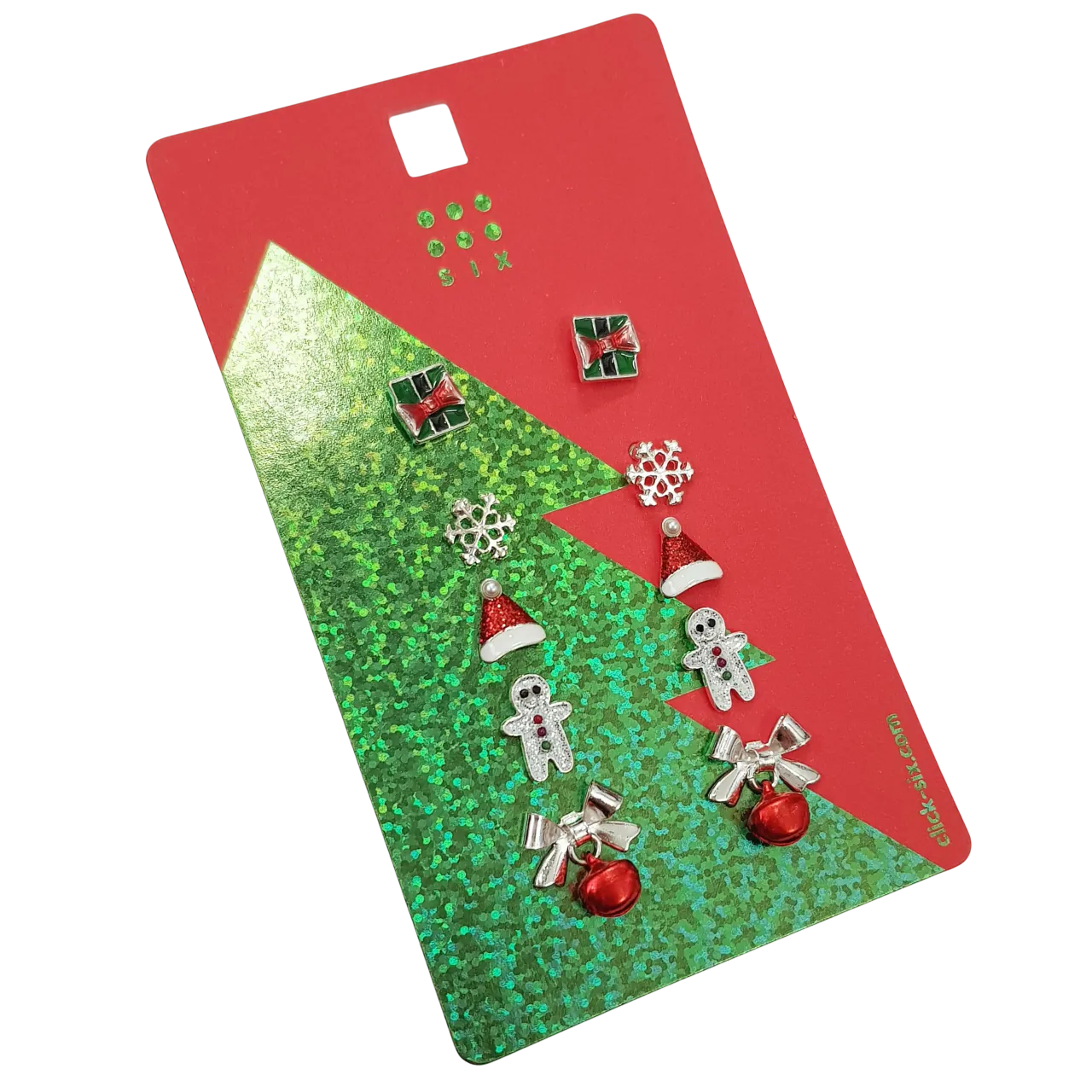 گوشواره گلگوش مدل کریسمسی بسته پنج جفتی