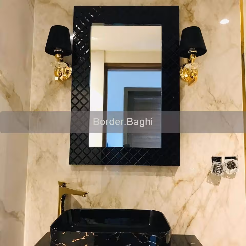 کار اجرا شده کابین روشویی مدل الماس مشکی سایز 100 در 50