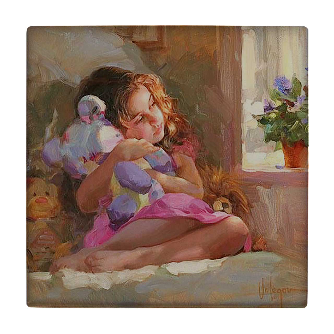 کاشی کارنیلا طرح نقاشی کودک و عروسک مدل لوحی کد klh992