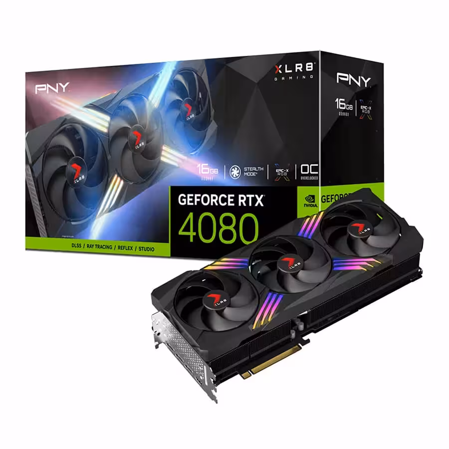 کارت گرافیک پی ان وای RTX 4080 12GB XLR8 Gaming VERTO EPIC-X RGB Triple Fan
