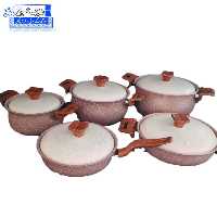 سرویس قابلمه چدن گرانیت هاناتک 10 پارچه کلاسیک درب فلزی